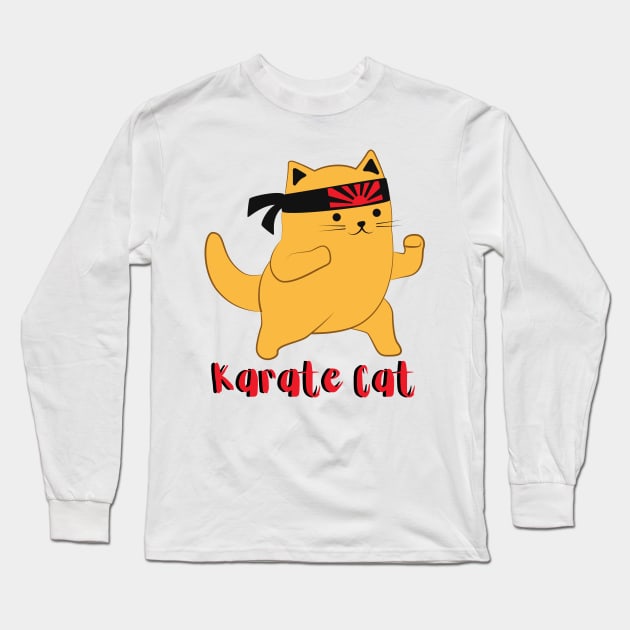 KARATE CAT/ Cute Funny Kitty Cat Long Sleeve T-Shirt by Rightshirt